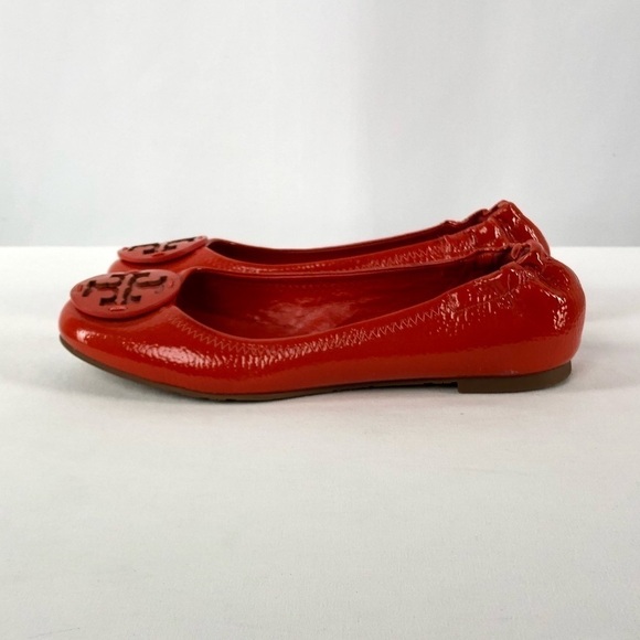 Tory Burch Reva Patent Leather‎ Logo Ballet Flats in Red Size 6.5 - Picture 5 of 8